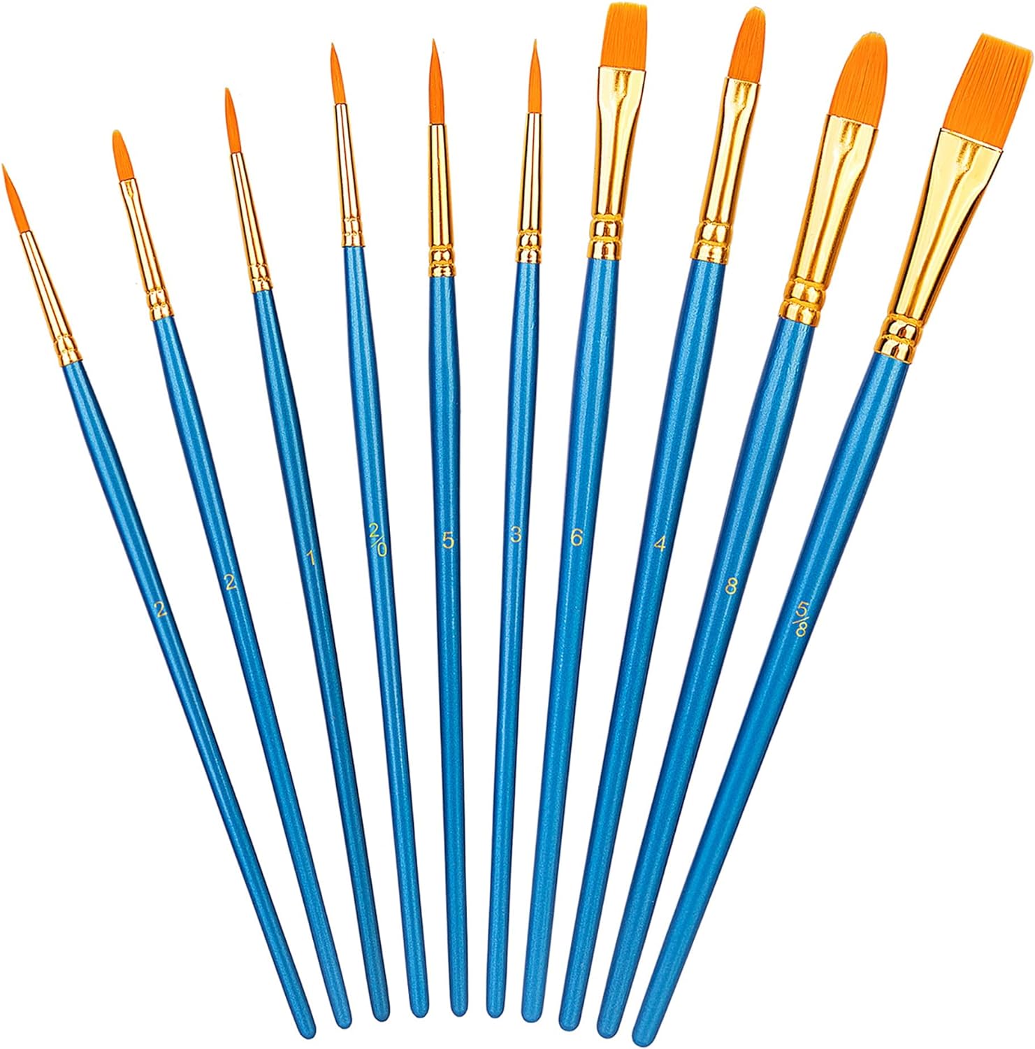 Amazon Basics Paint Brush Set Nylon 10 Sizes