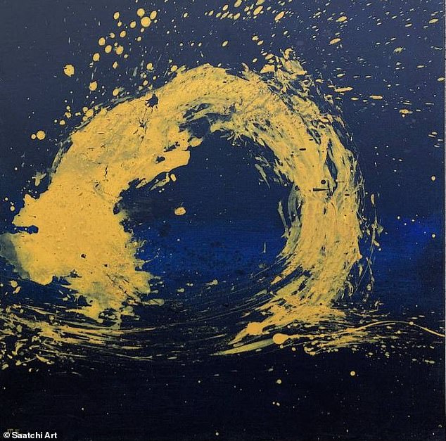 Turkey-born artist Mutlu Ertac created this painting titled Yellow on Black Painting