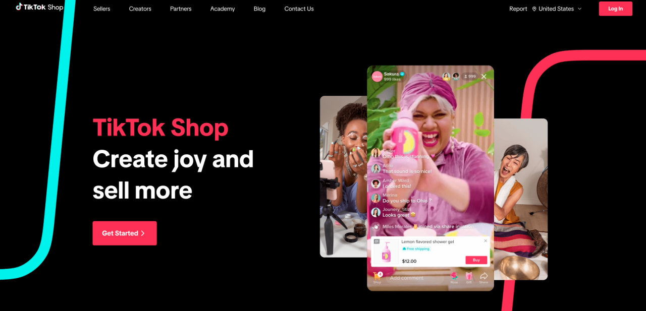 A screen capture of the TikTok Shop as seen on the TikTok website