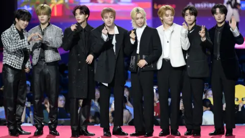 Getty Images Stray Kids attends SBS Music Awards at Inspire Arena in Jung-gu on December 25 , 2023 in Incheon, South Korea