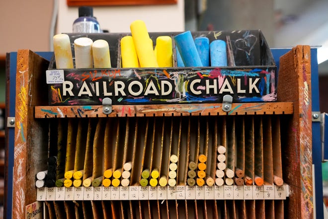 Sticks of colorful chalk are available for purchase on Tuesday, Jan. 16, 2024, at Suder’s Art Store in Over-the-Rhine.