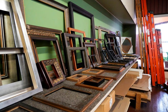 True to the origins of the store, frames are still available for purchase on Tuesday, Jan. 16, 2024, at Suder’s Art Store in Over-the-Rhine. Suder’s originally was a frame shop and gallery when it first began in 1924, before growing into art supplies for local artists.