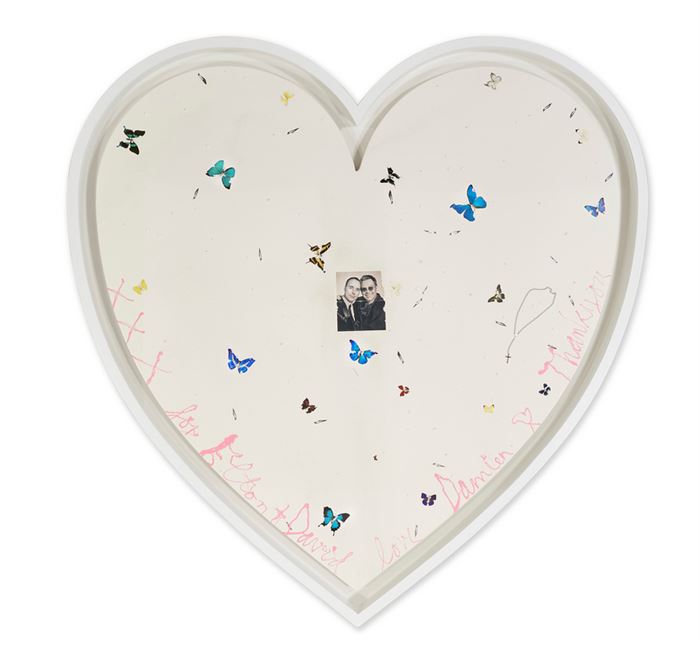 Damien Hirst, Your Song, 2008. Butterflies, cubic zirconia, scalpel blades, pills, diamond dust and household gloss on canvas. Photo: Christie’s