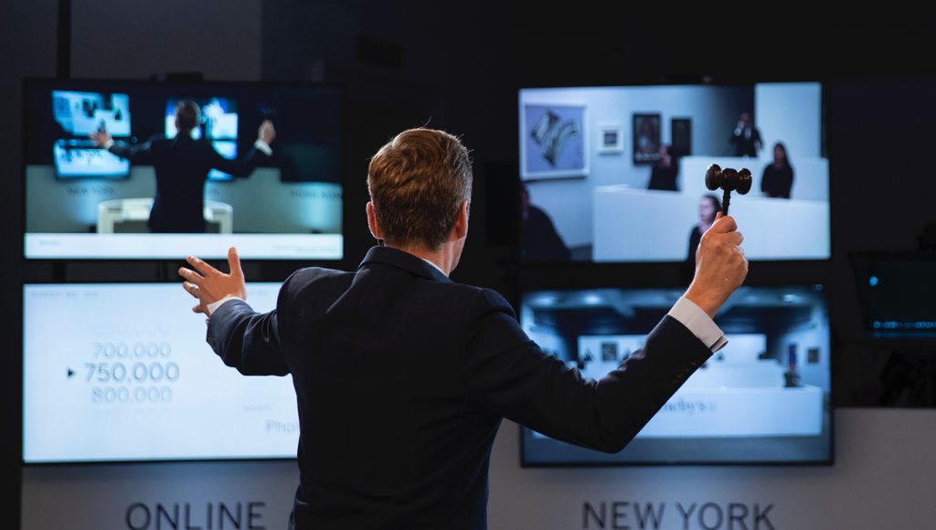 Sotheby’s marquee evening sales have become streaming productions worthy of a major broadcasting company. Courtesy of Sotheby’s.