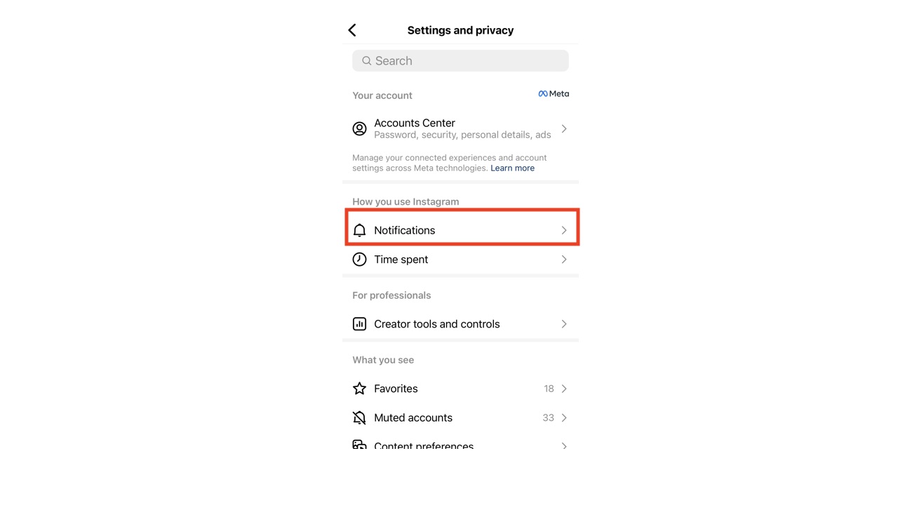 Click ‘Notifications’ in IG