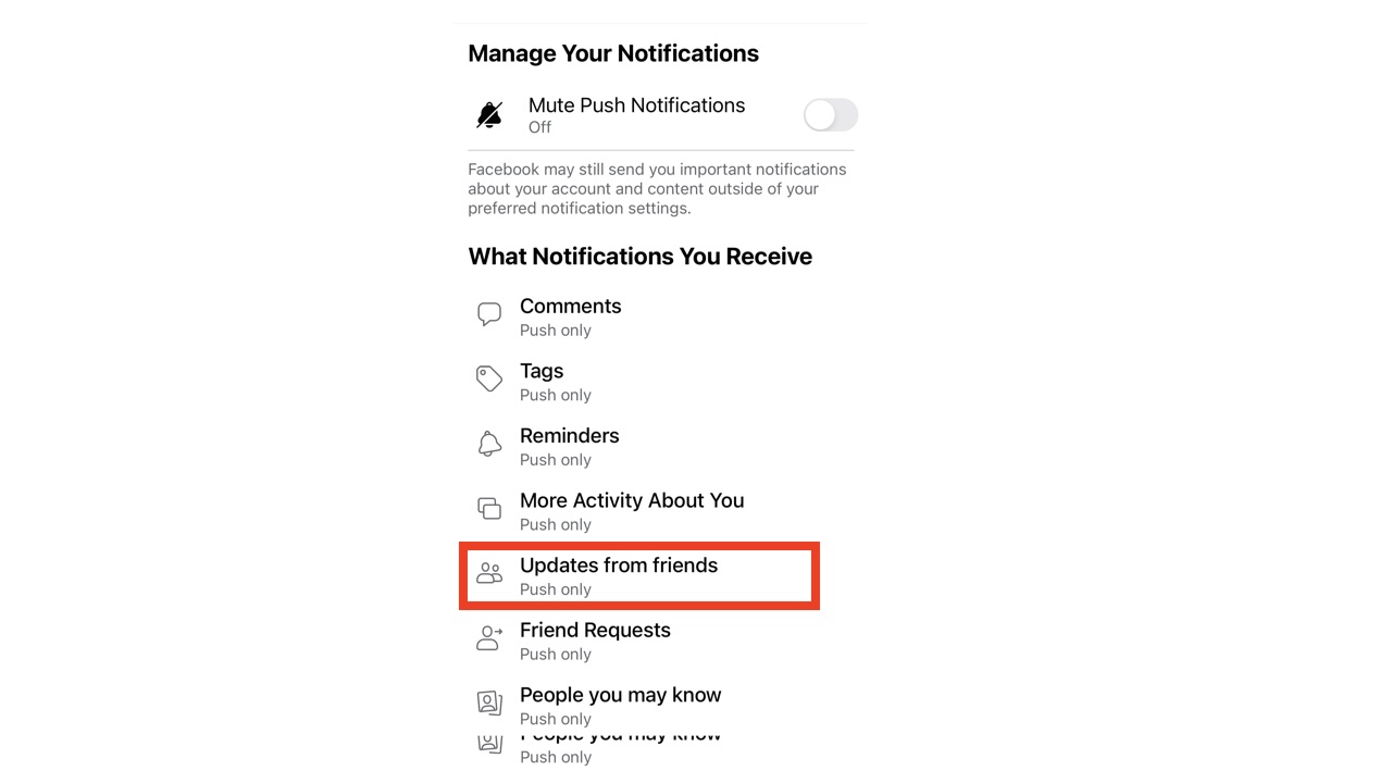 Notifications in Facebook app