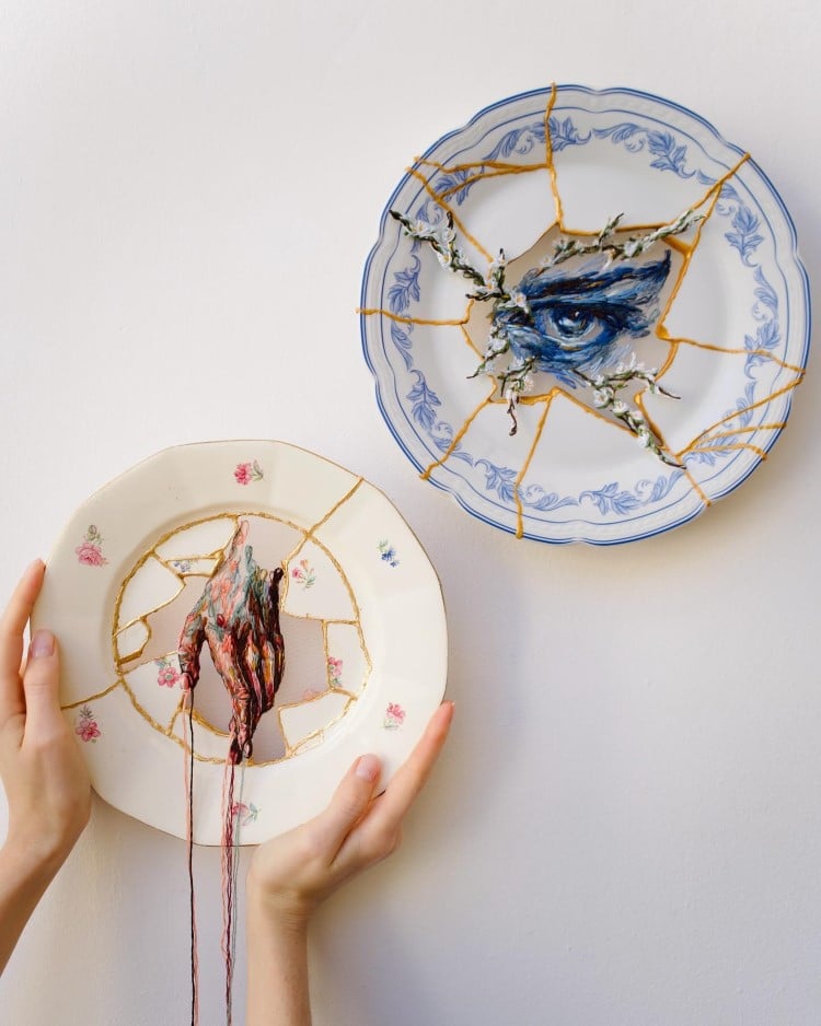 Kintsugi Embroider by Katerina Marchenko and Artashes Sardarian