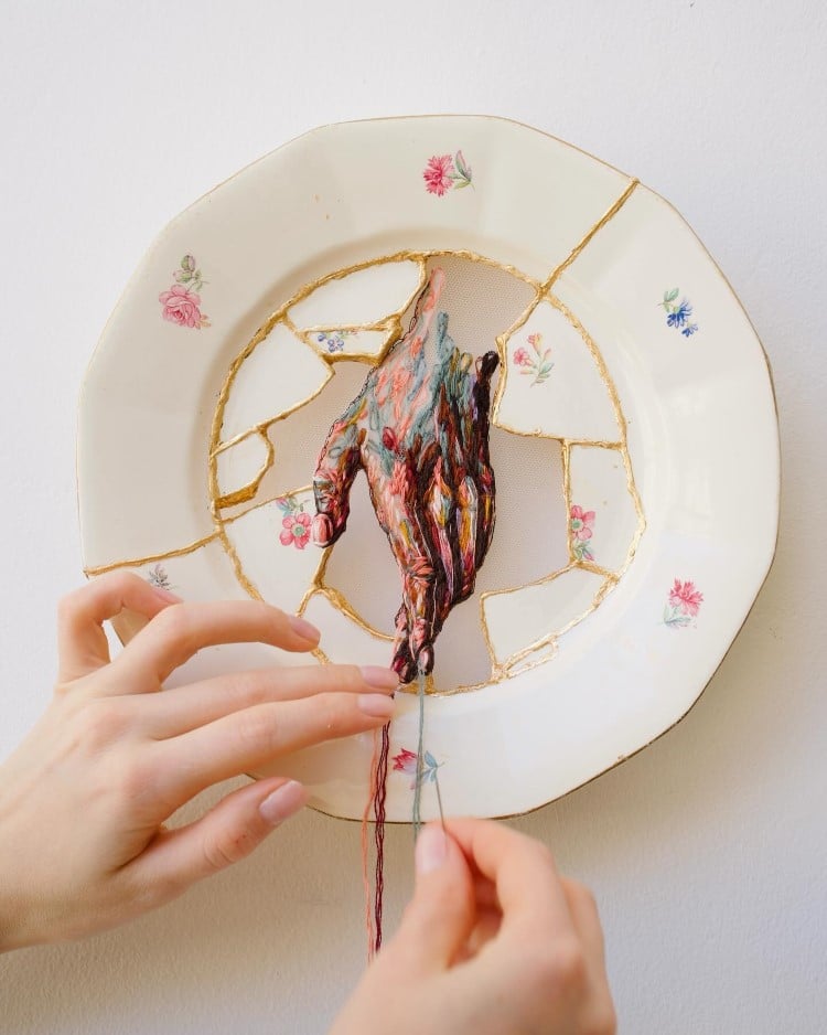 Kintsugi Embroider by Katerina Marchenko and Artashes Sardarian