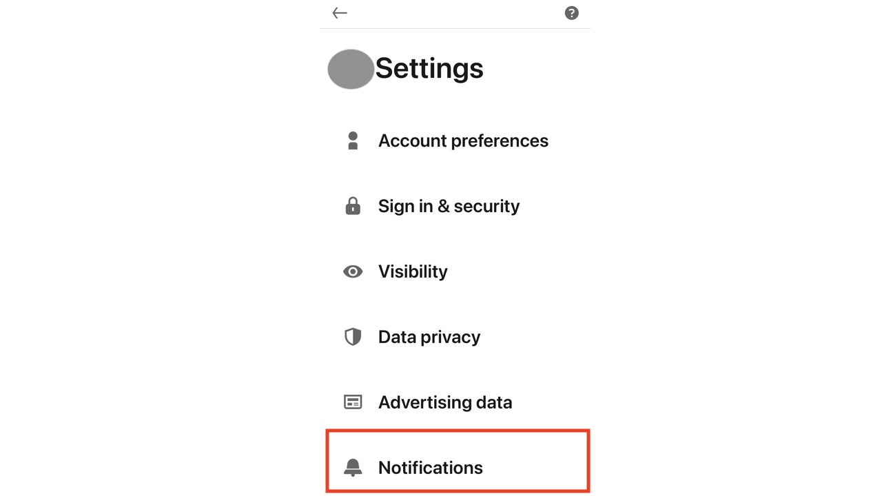 Notification settings in LinkedIn