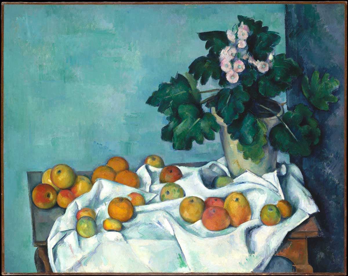paul cezanne still life apples pot primroses