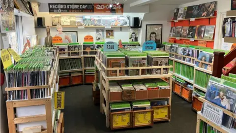 Jimmy Broklesby A general view of a records shop in Frome in Somerset. There are various CDs and vinyl records, from different genre's including hip hop, reggae and soul.