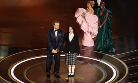 Billie Eilish and Finneas O’Connell win the Oscar for best original song.