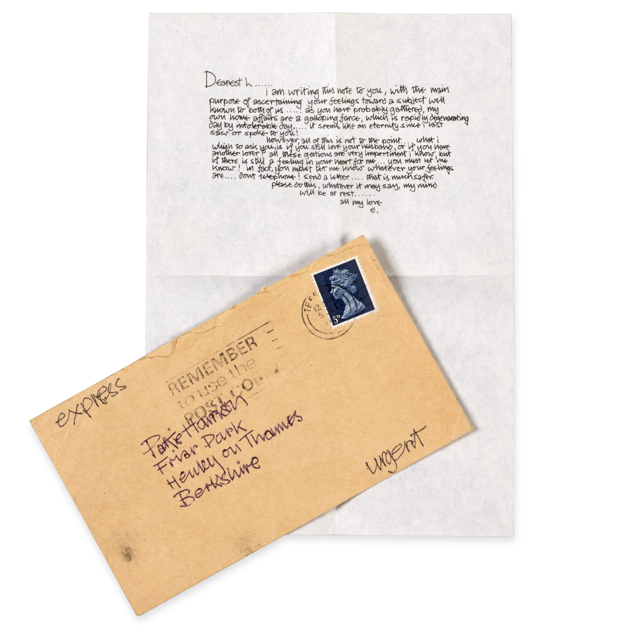 Letter pictured below envelope 