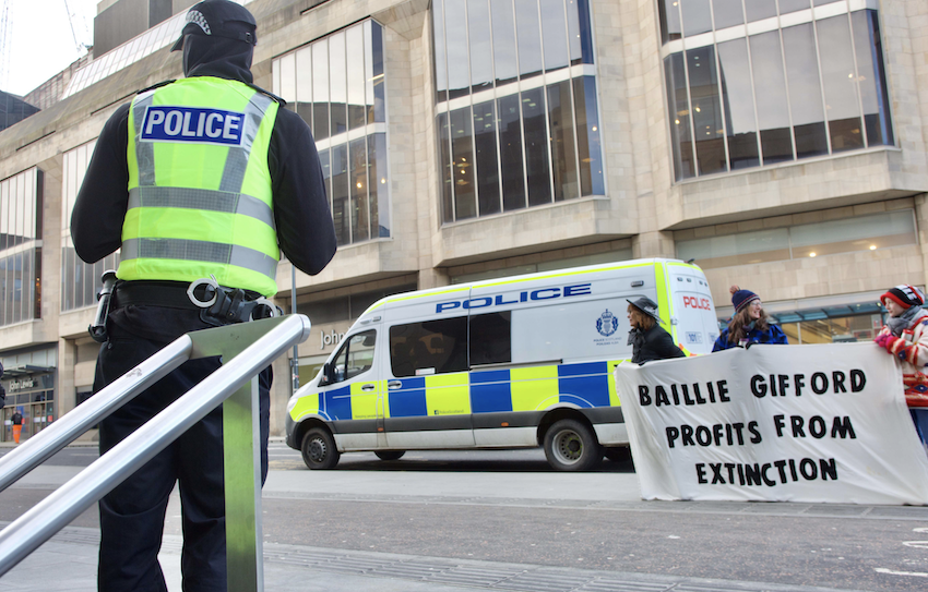 Extinction Rebellion outside Baillie Gifford