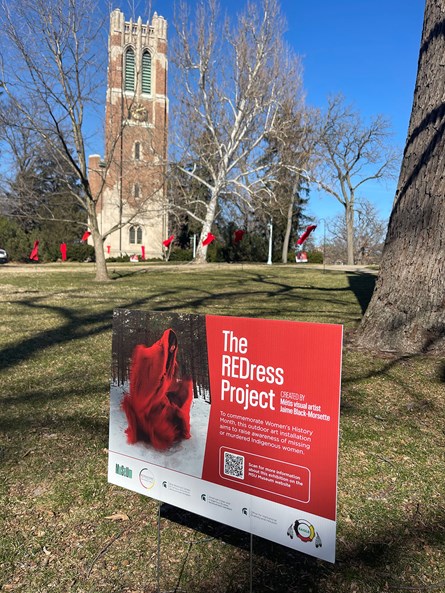REDress poster outside of Beaumont Tower