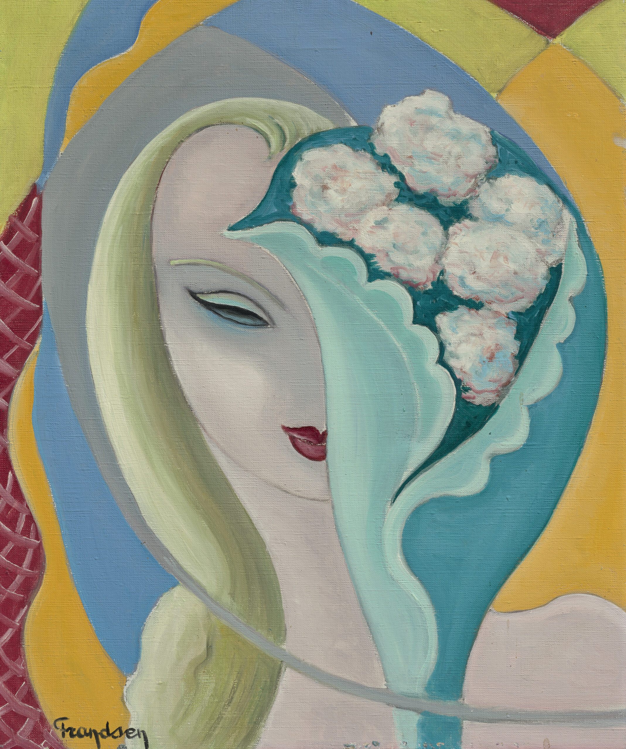 Abstract painting of blonde woman 