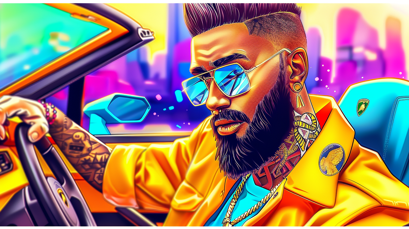 10% to 100% Returns with Low-Risk Crypto Strategies 📈 Strategy 1: Earn 14% by Lending on Aave; Strategy 2: Earn Up to 100% with dYdX’s Delta Neutral Strategy, ai image created on midjourney by henrique centieiro and bee lee, a black man with glasses and tattoo and beard driving a lambo