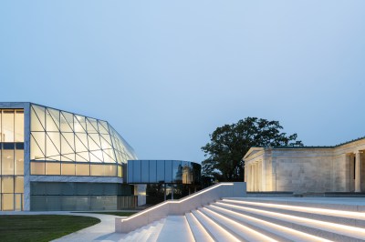 The entrance of the Buffalo AKG Art Museum. 