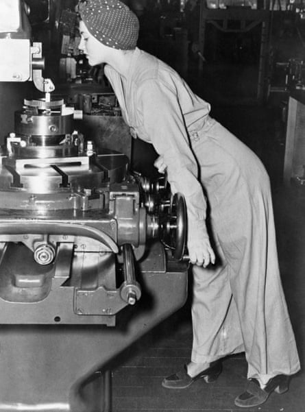 War worker Naomi Parker Fraley photographed at a US naval air station