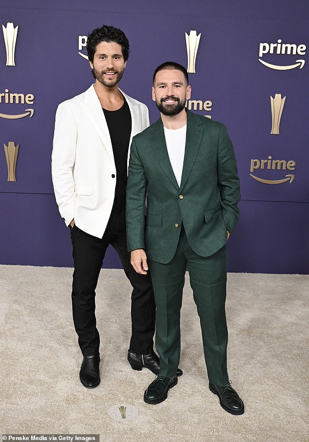 Dan + Shay claimed the win for Duo of the Year, besting fellow nominees Brooks & Dunn, Brothers Osborne, Maddie & Tae and The War And Treaty. Dan Smyers and Shay Mooney pictured during entrances