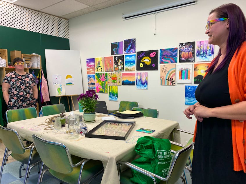 Julia Campbell, left, and Kiele Poirier love the art gallery at the front of Art Buds, but they also look forward to hosting events and workshops in the craft space behind. – Kristin Gardiner/SaltWire