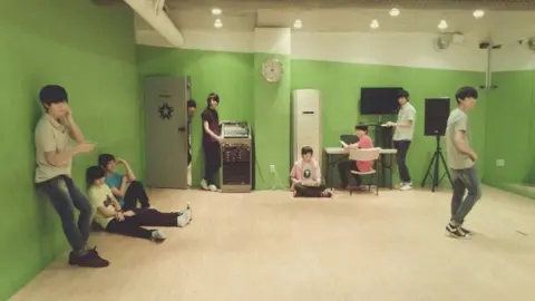 Pledis Entertainment Seventeen pictured in the Seventeen TV set