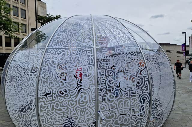 Mr Doodle's Doodle Dome taking shape on Tudor Square in Sheffield city centre