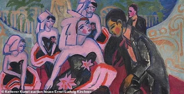 The painting Tanz im Varieté depicts a black man and a white woman dancing the cakewalk in a crowd at a party - a dance that was made popular by African-American dancers across Europe in the early part of the 20th century