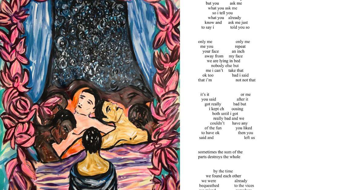 L: Painting by Canadian visual artist Nigel Nolan; R: poem by American poet Cody Laplante (Images courtesy of the artists)