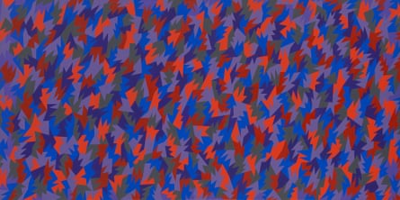 more fluid but still abstract patterns of blue and red