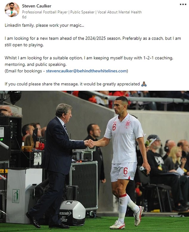 Caulker posted a picture of himself with Roy Hodgson in his initial appeal to find a new club
