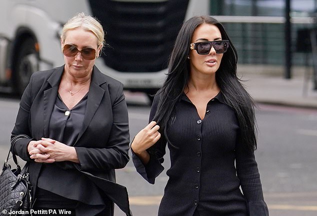 TV reality star Yazmin Oukhellou (right) arrives at Westminster Magistrates' Court on June 13, 2024, charged with plugging unauthorised investments on social media