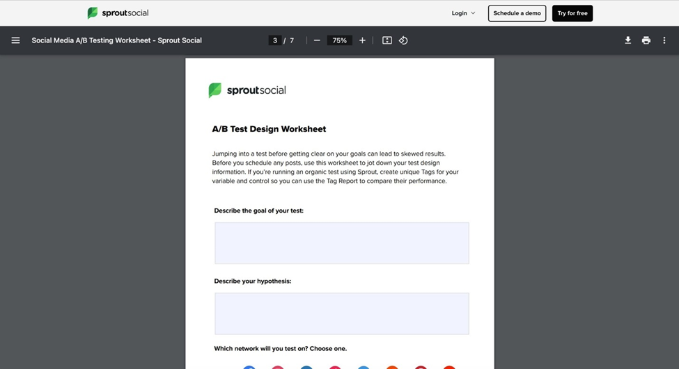 The creative testing worksheet is ideal for tracking the performance of your A/B tests. 