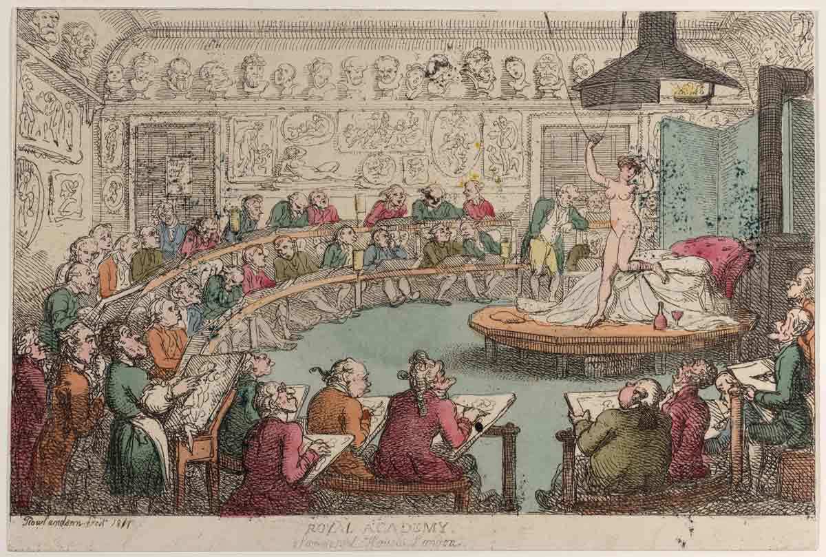 rowlandson academies of art somerset house etching 1811