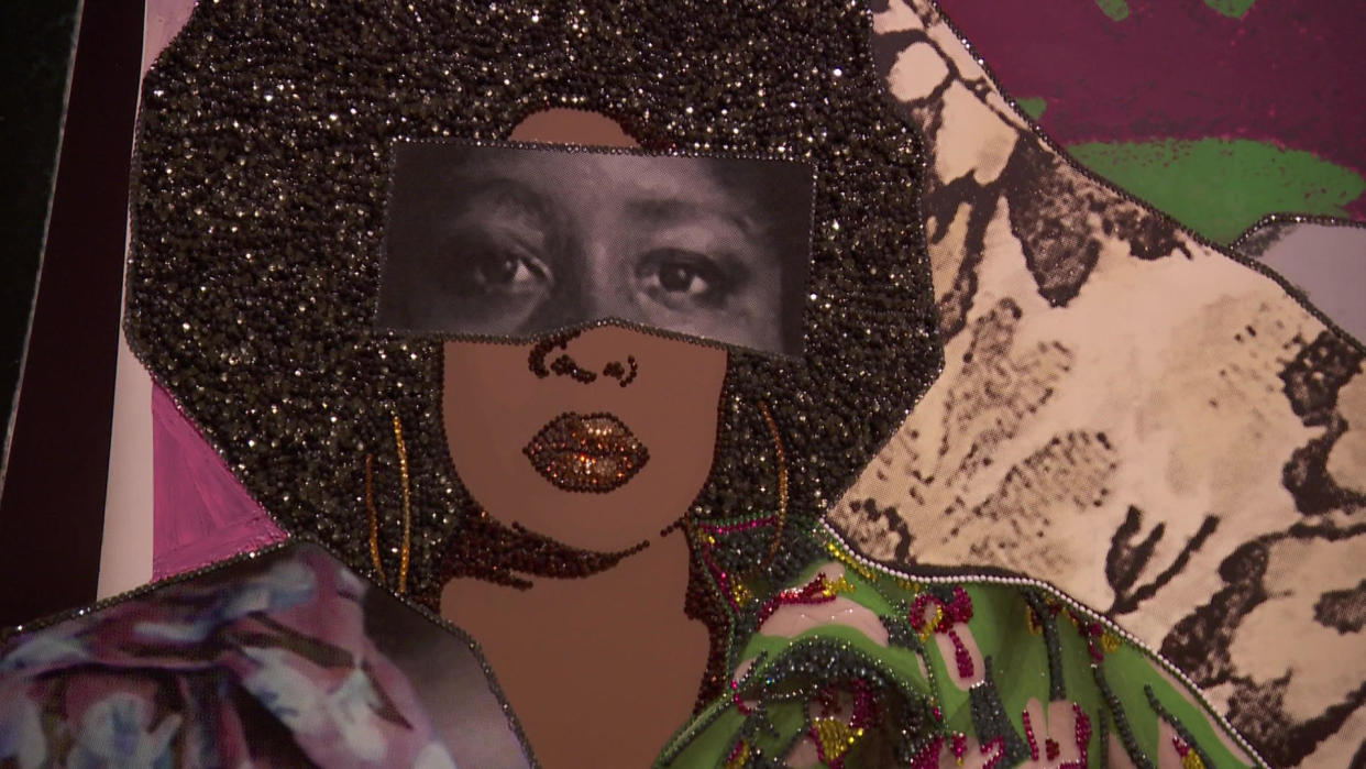 A detail from Mickalene Thomas' 