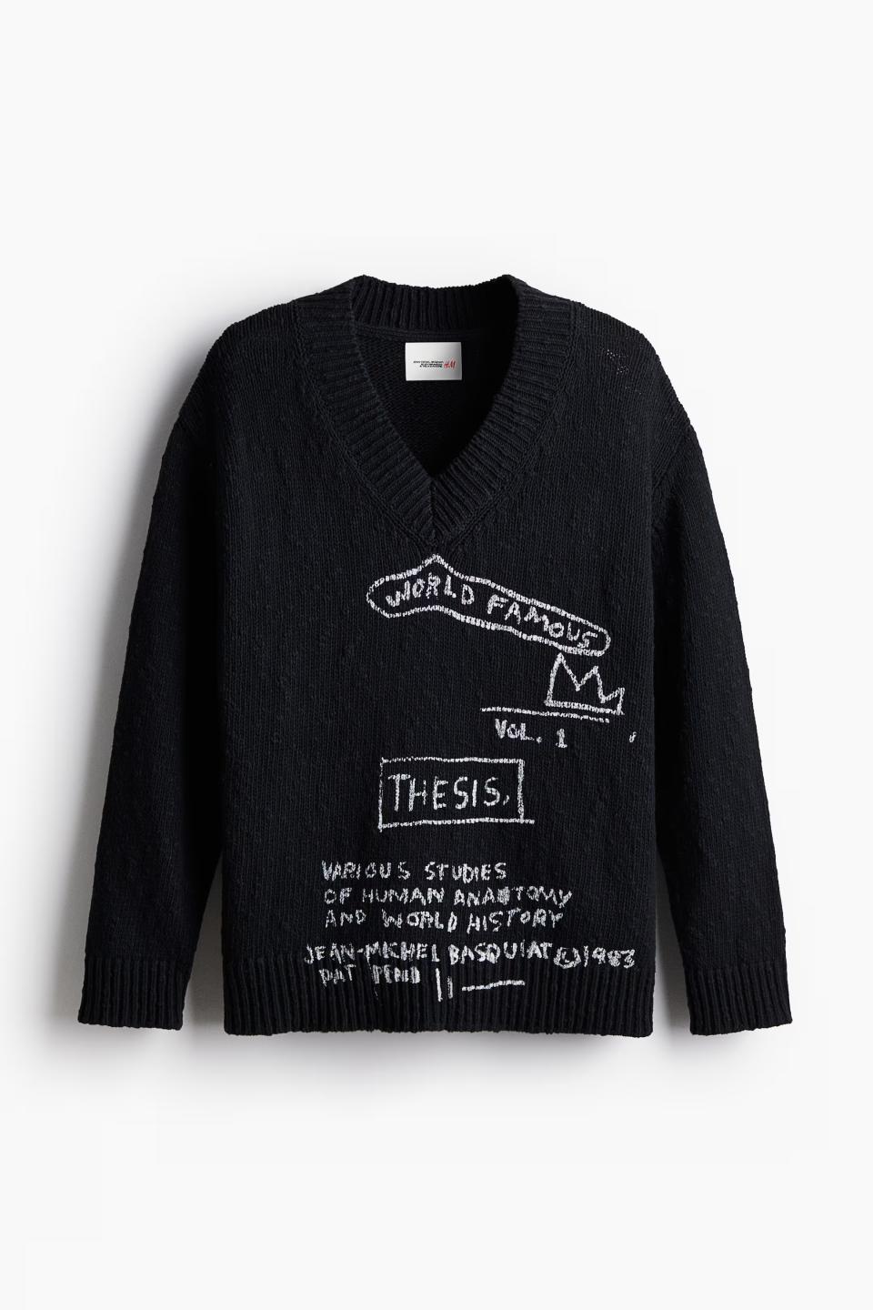 Basquiat x Ev Bravado & Téla D'Amore x H&M Loose Fit Cotton V-Neck Sweater