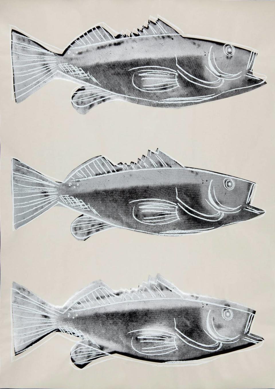 Andy Warhol, Fish, 1983. Offset lithograph on paper, Screen print on wallpaper, 44.125 x 29.375 inches