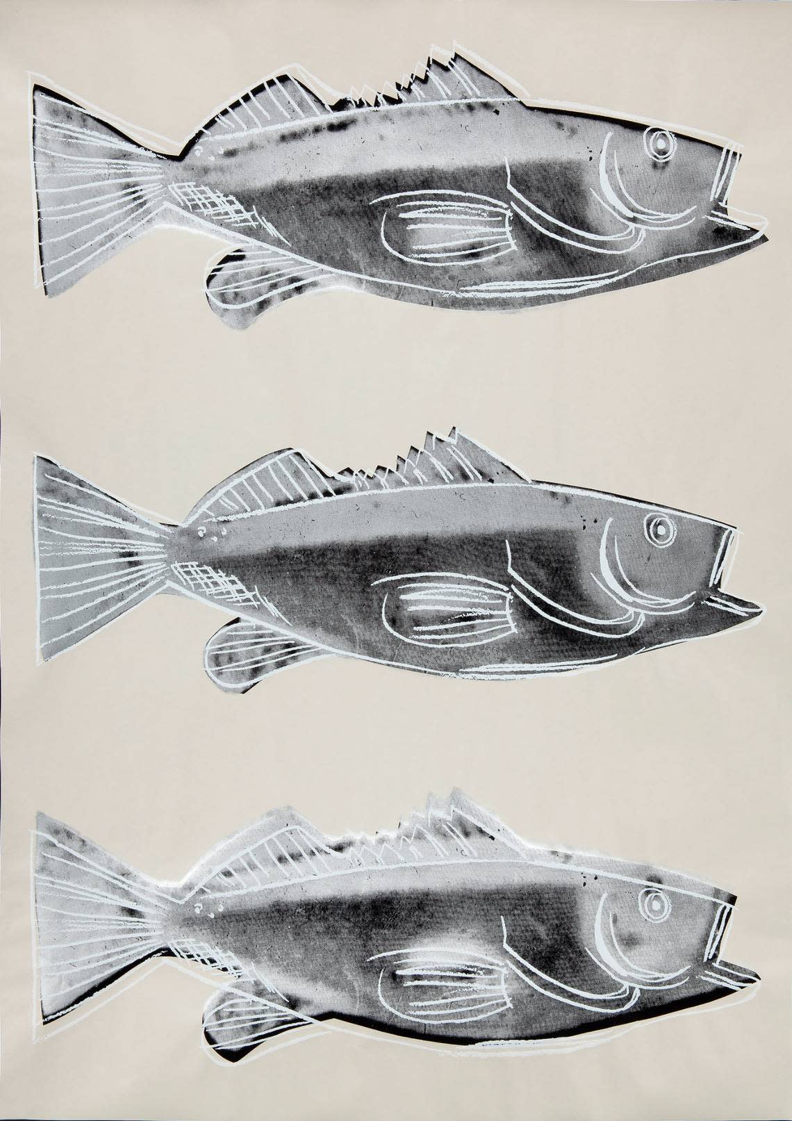 Andy Warhol, Fish, 1983. Offset lithograph on paper, Screen print on wallpaper, 44.125 x 29.375 inches