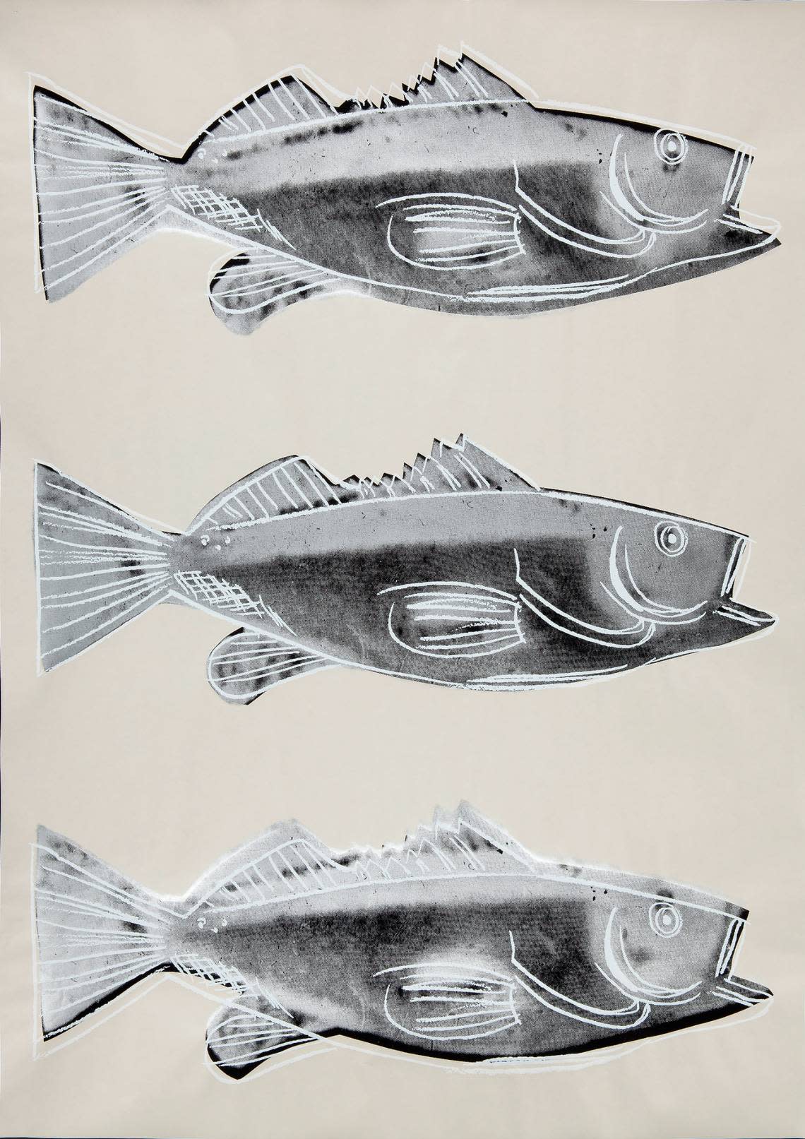 Andy Warhol, Fish, 1983. Offset lithograph on paper, Screen print on wallpaper, 44.125 x 29.375 inches