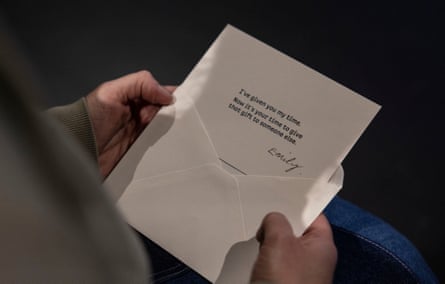 A card handed to participants in the Time to Live exhibition