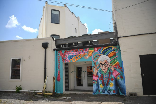 Work is underway for KnoxWalls at Emory Place, an immersive joint art collaboration of artists who have travelled from all over the country to create the outdoor art destination, Knoxville, Thursday, August 15, 2024. Dogwood Arts, Visit Knoxville, and the Lilienthal Gallery are sponsoring the local project; members of the public will be able to view the collaborative artwork on Friday, Oct. 4.
