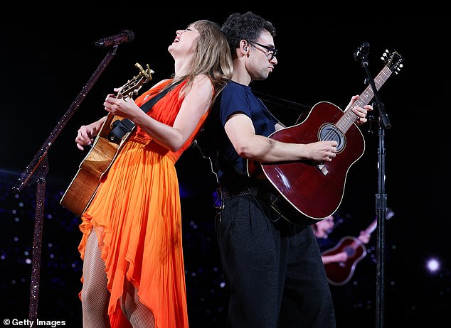 Much to the delight of the Wembley crowd, the duo (pictured) performed their 2017 hit Getaway Car last night, which was mashed up with Death by a Thousand Cuts from the 2019 Lover album