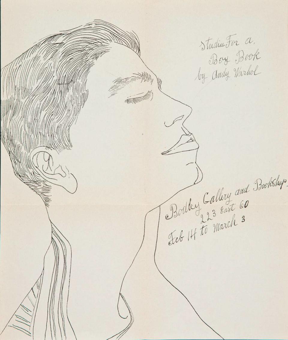 Andy Warhol, Studies for a Boy Book, 1956. Offset lithograph on paper, 15.875x13.5inches.