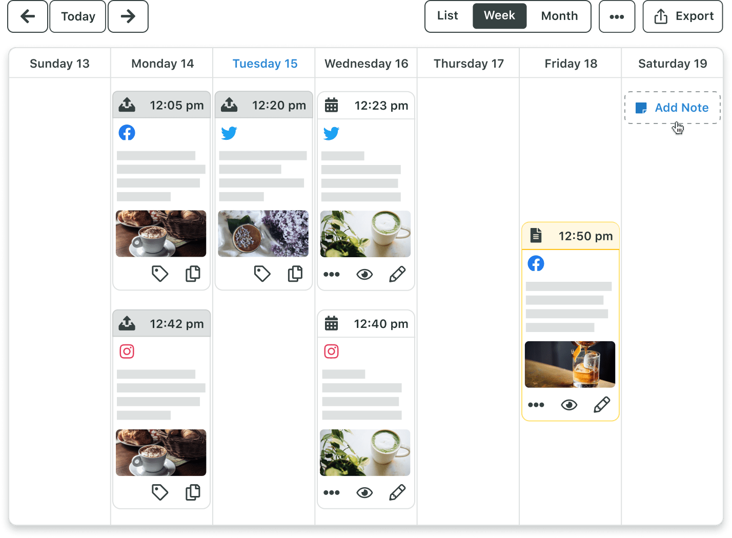Sprout Social's publishing calendar, which allows users to get a birds eye view of their scheduled content.