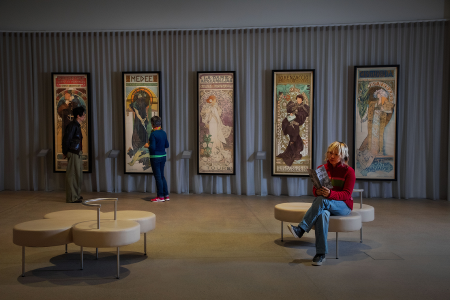 View of the Alphonse Mucha exhibition space at the Art Gallery NSW.