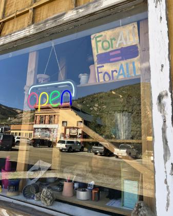 Signage in the front of the Silverton Pottery and Fabric Art gallery. Photo credit DeAnne Gallegos