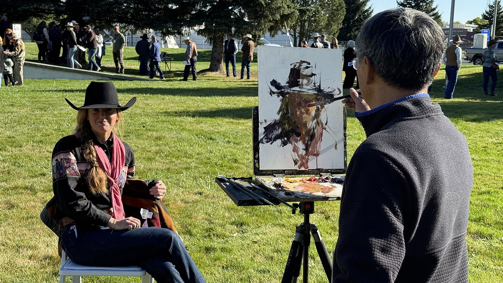 Quang Ho uses a live subject for his Quick Draw painting 