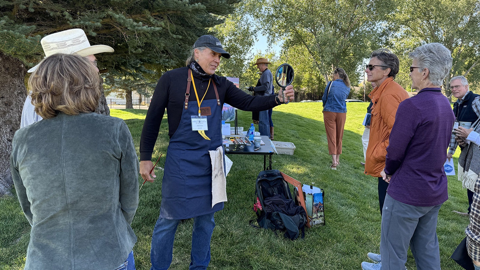 John Potter reflects on his work during the 43rd Buffalo Bill Art Show and Sale's Quick Draw. His painting 