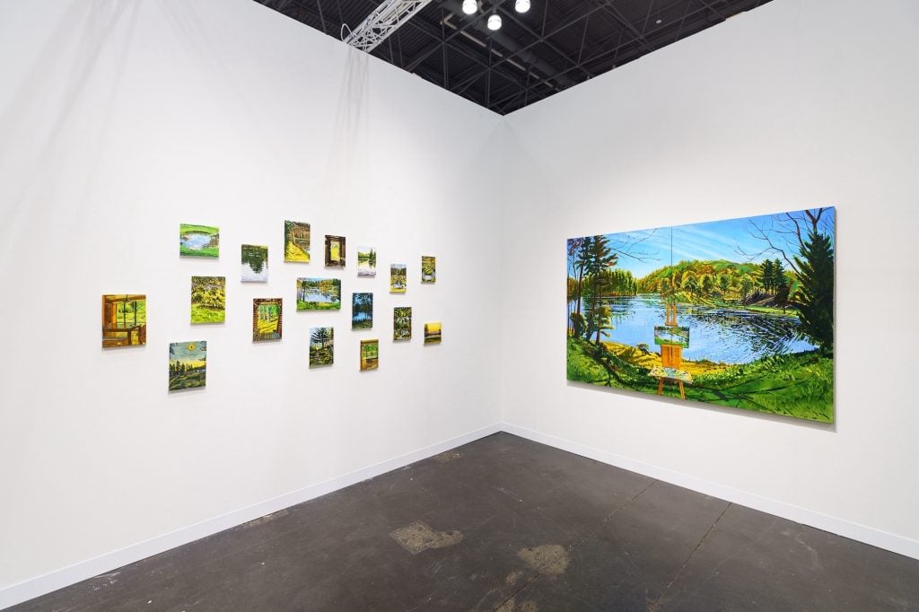 an image of landscape paintings and river views