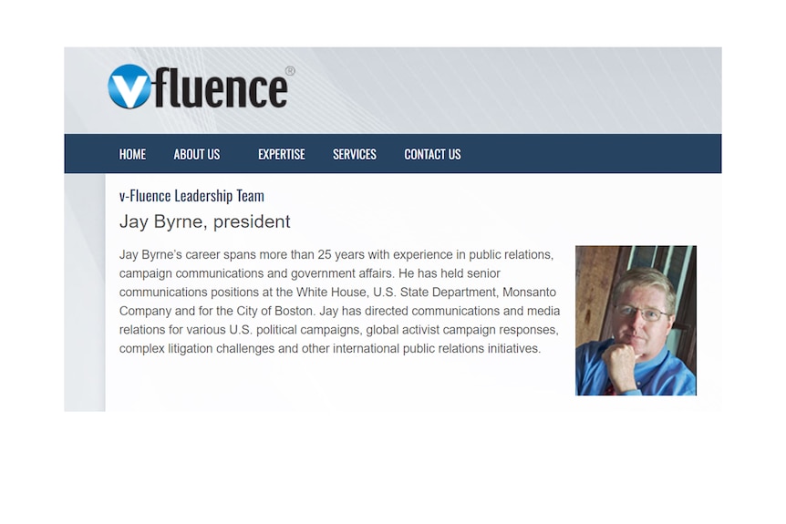 A screenshot of Jay Bryne's V-Fluence profile. 